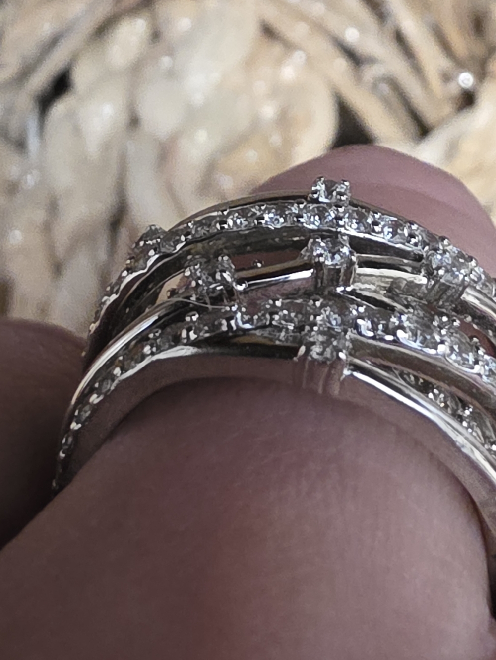Crislu Entwined Platinum Plated & Silver Multi-Row CZ Wrap Ring - Picture 6 of 16